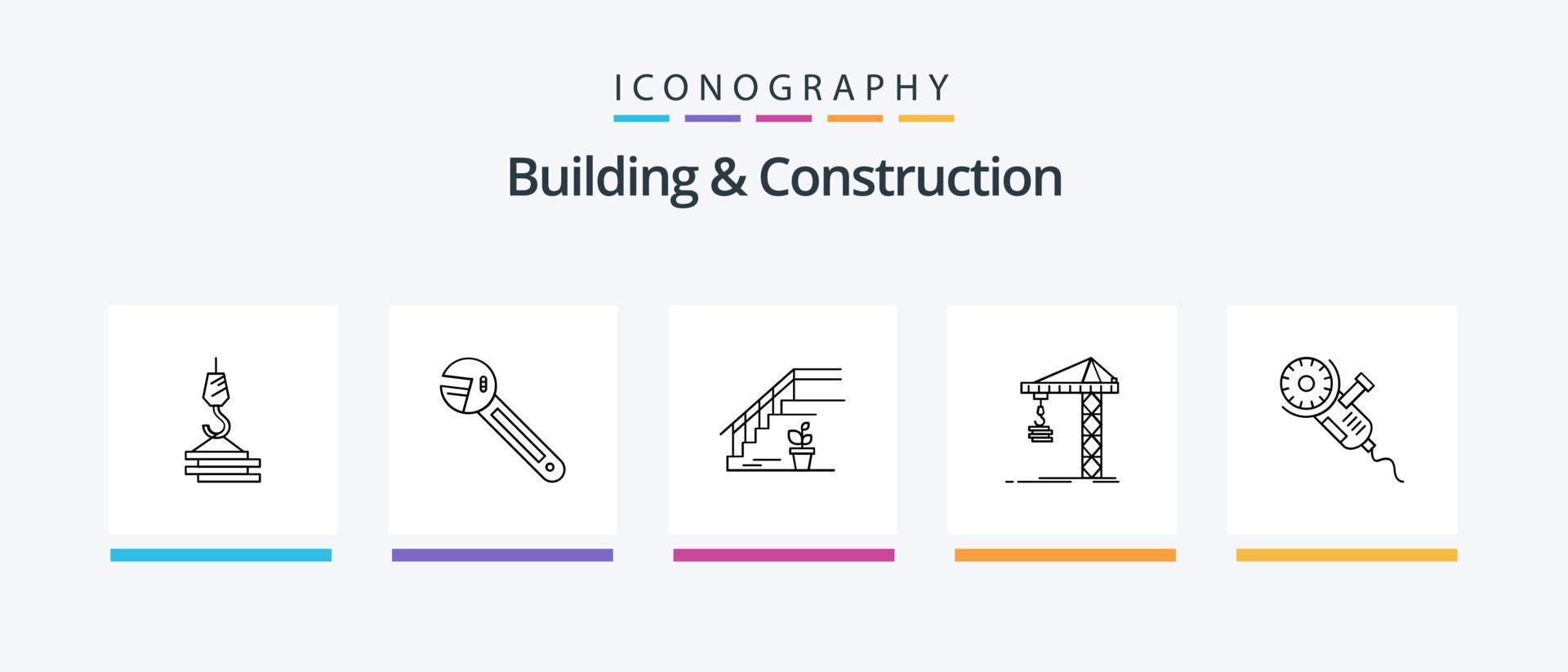 Building And Construction Line 5 Icon Pack Including bade. saw. spanner. blade. power. Creative Icons Design vector