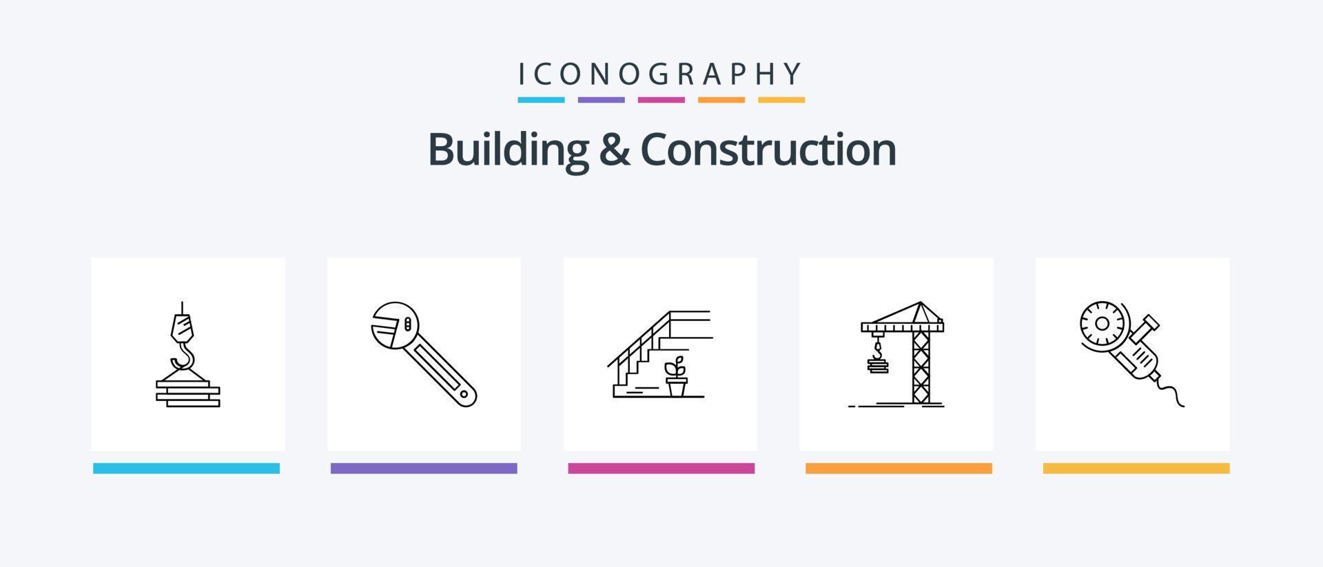 edificio y construcción línea 5 5 icono paquete incluso ordenó sierra. llave. cuchilla. fuerza. creativo íconos diseño vector