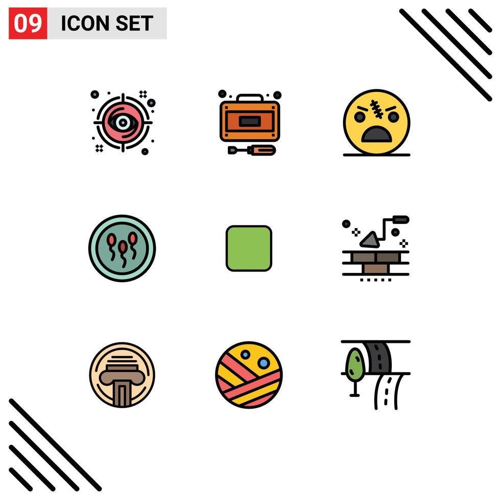 User Interface Pack of 9 Basic Filledline Flat Colors of laboratory biology service biochemistry spooky Editable Vector Design Elements
