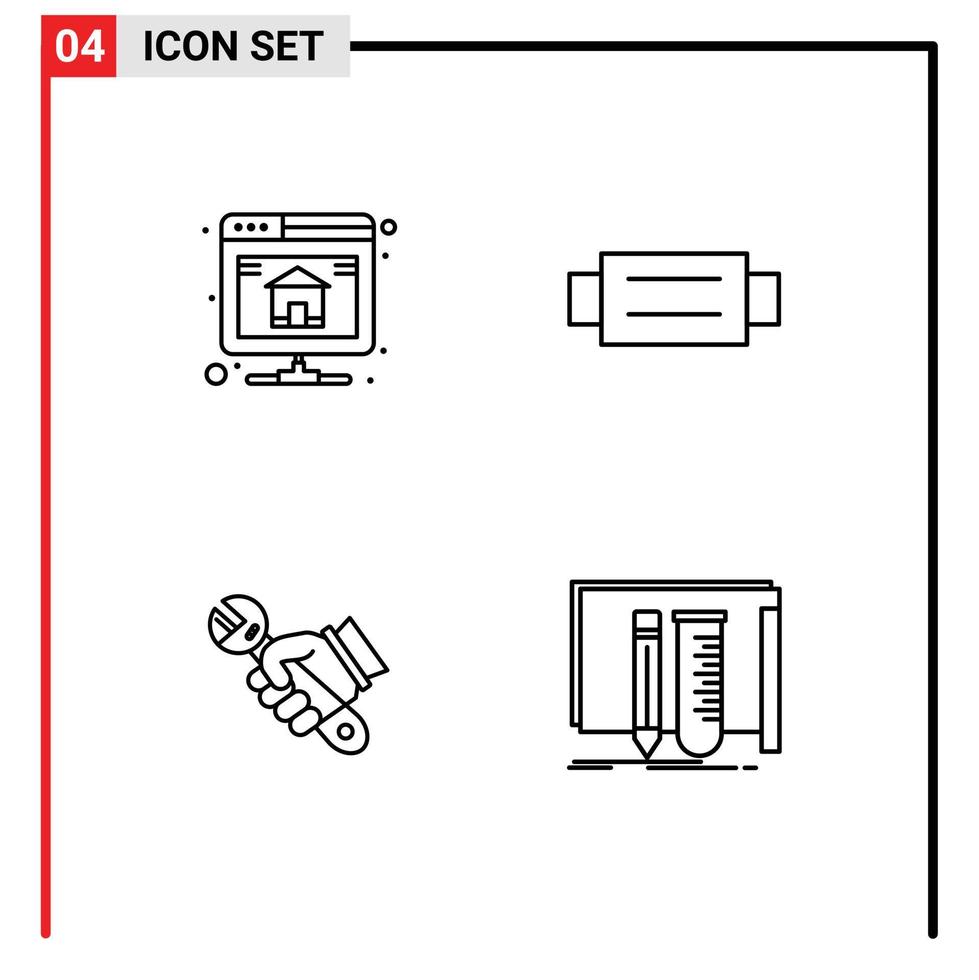 Stock Vector Icon Pack of 4 Line Signs and Symbols for backup repair server fashion tools Editable Vector Design Elements