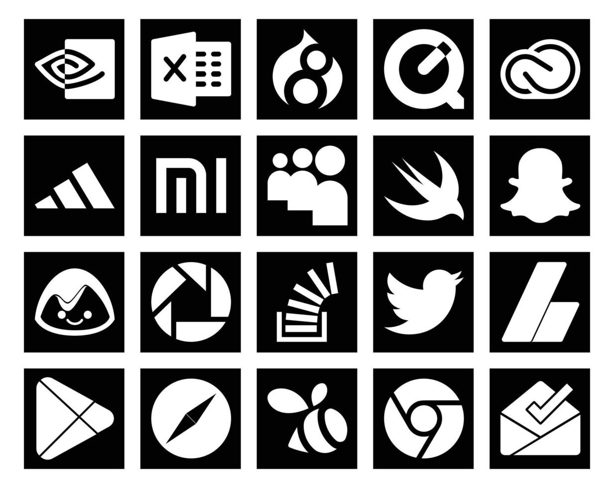 20 Social Media Icon Pack Including overflow question xiaomi stockoverflow basecamp vector