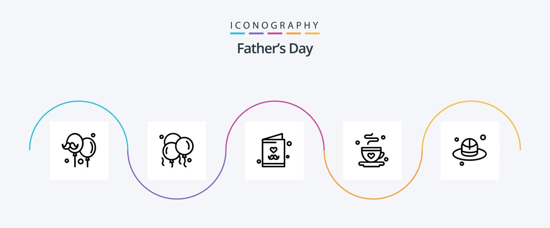 Fathers Day Line 5 Icon Pack Including . coffee. fathers. brim vector