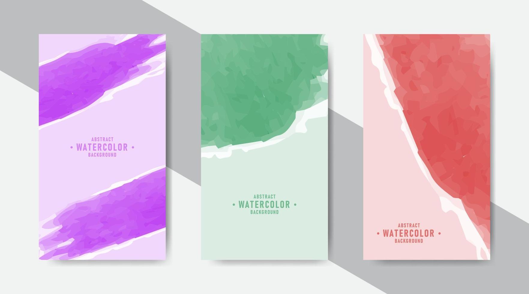 Colorful watercolor stains background design collection for social media template and stories vector