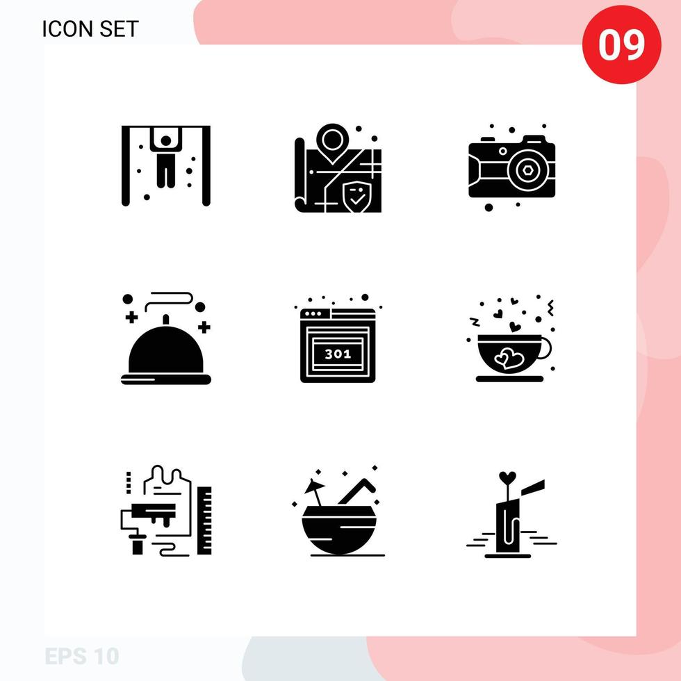 9 Creative Icons Modern Signs and Symbols of coffee error paint browser restaurant Editable Vector Design Elements