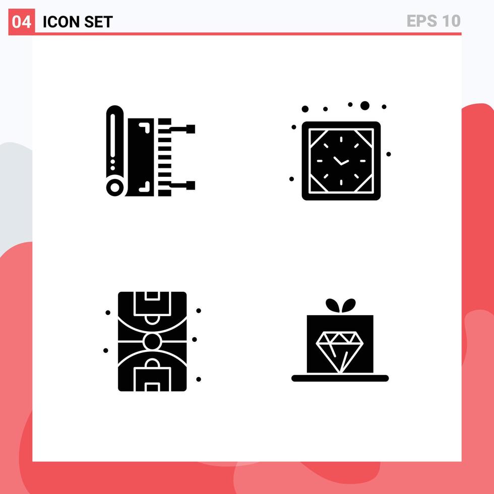 Group of 4 Modern Solid Glyphs Set for islam city prayer timer ground Editable Vector Design Elements