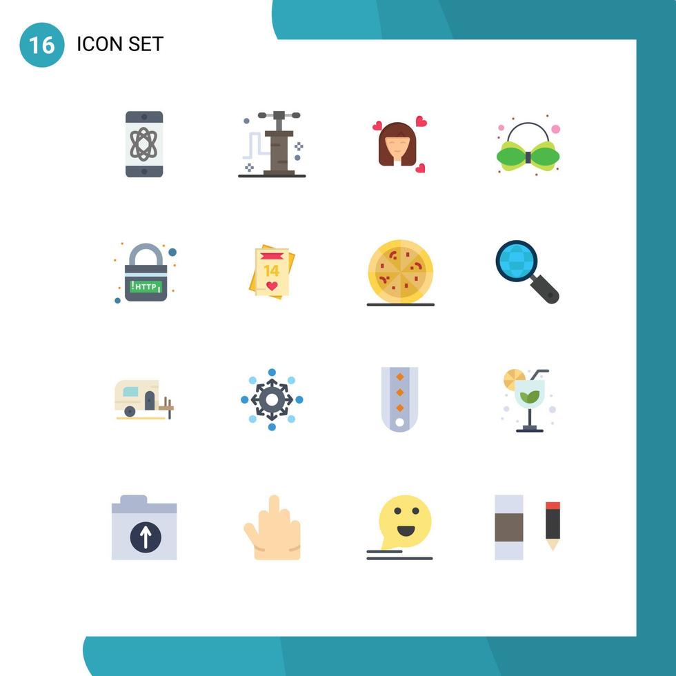 Pack of 16 creative Flat Colors of internet domain person tie bow Editable Pack of Creative Vector Design Elements