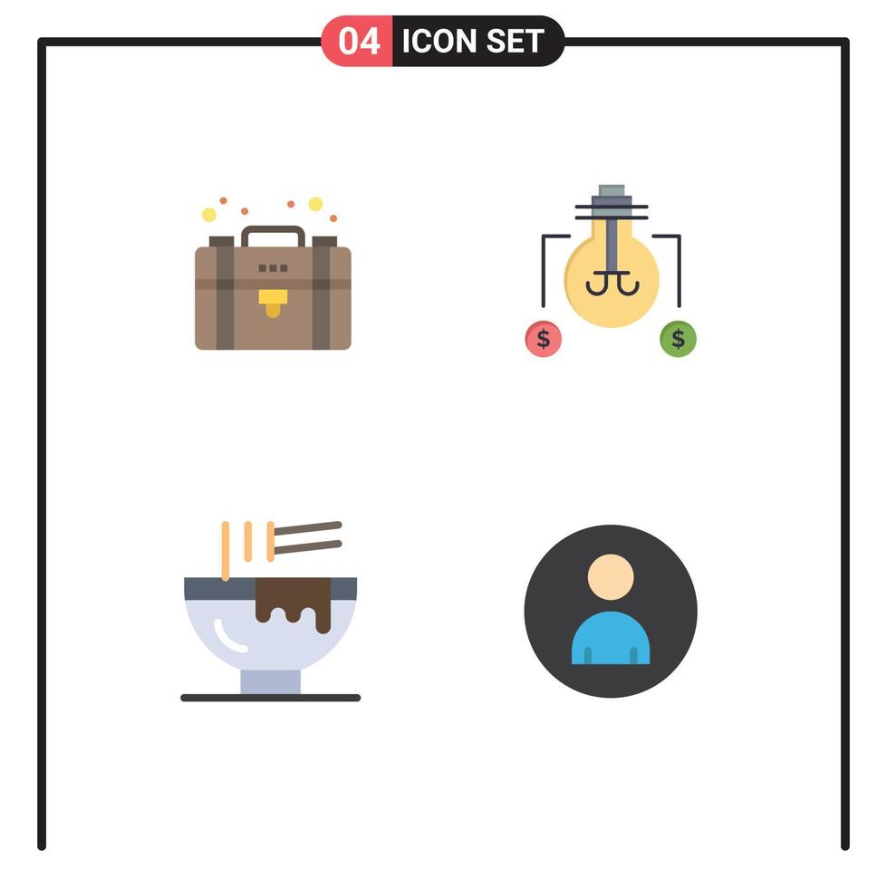 Universal Icon Symbols Group of 4 Modern Flat Icons of business drink private solution food Editable Vector Design Elements