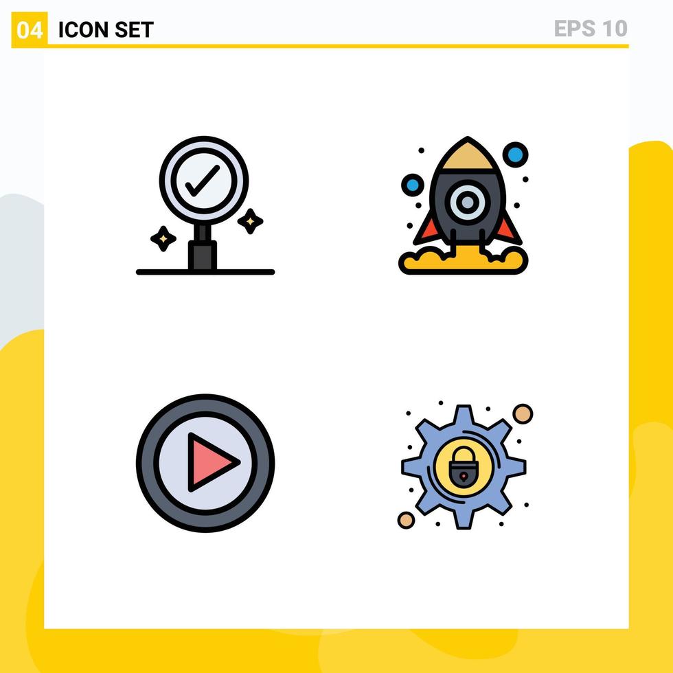 4 Creative Icons Modern Signs and Symbols of business play cosmos control cyber crime Editable Vector Design Elements