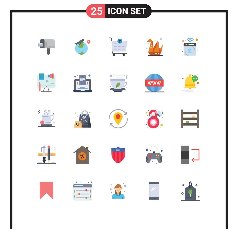 Pictogram Set of 25 Simple Flat Colors of laundry device ecommerce clean origami Editable Vector Design Elements