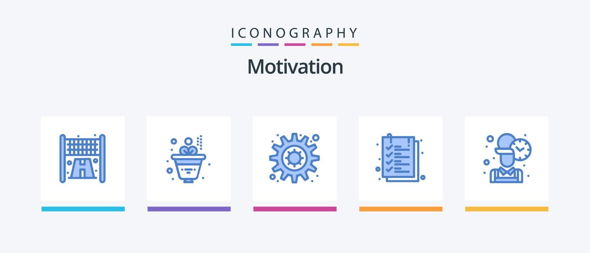 Motivation Blue 5 Icon Pack Including . time. setting. office. text sheet. Creative Icons Design vector