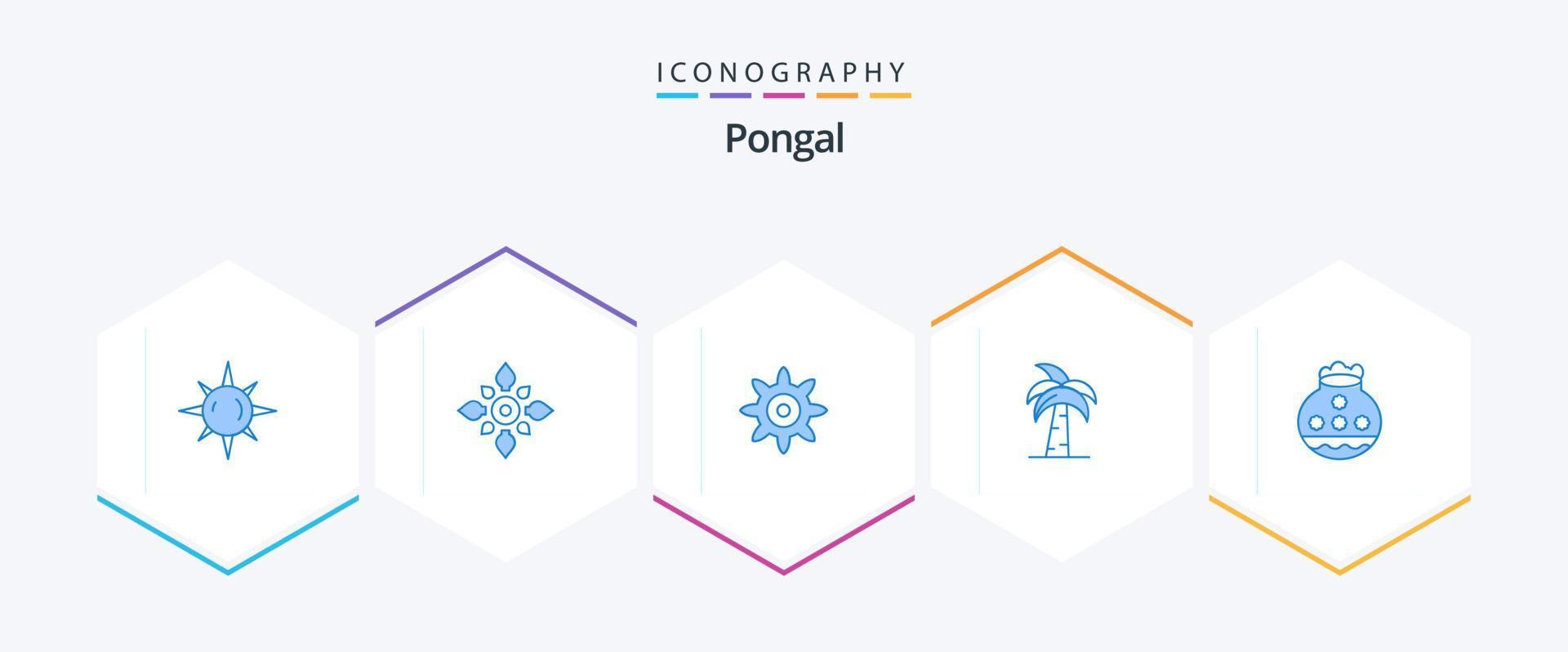 Pongal 25 Blue icon pack including tree. palm tree. holi. indian. global vector