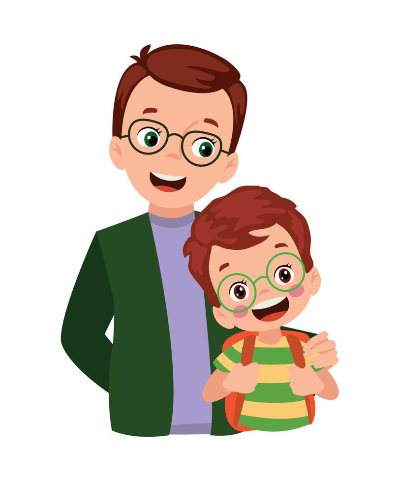 father and kids happy family vector