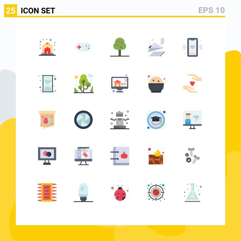 User Interface Pack of 25 Basic Flat Colors of wifi phone plus plane airplane Editable Vector Design Elements