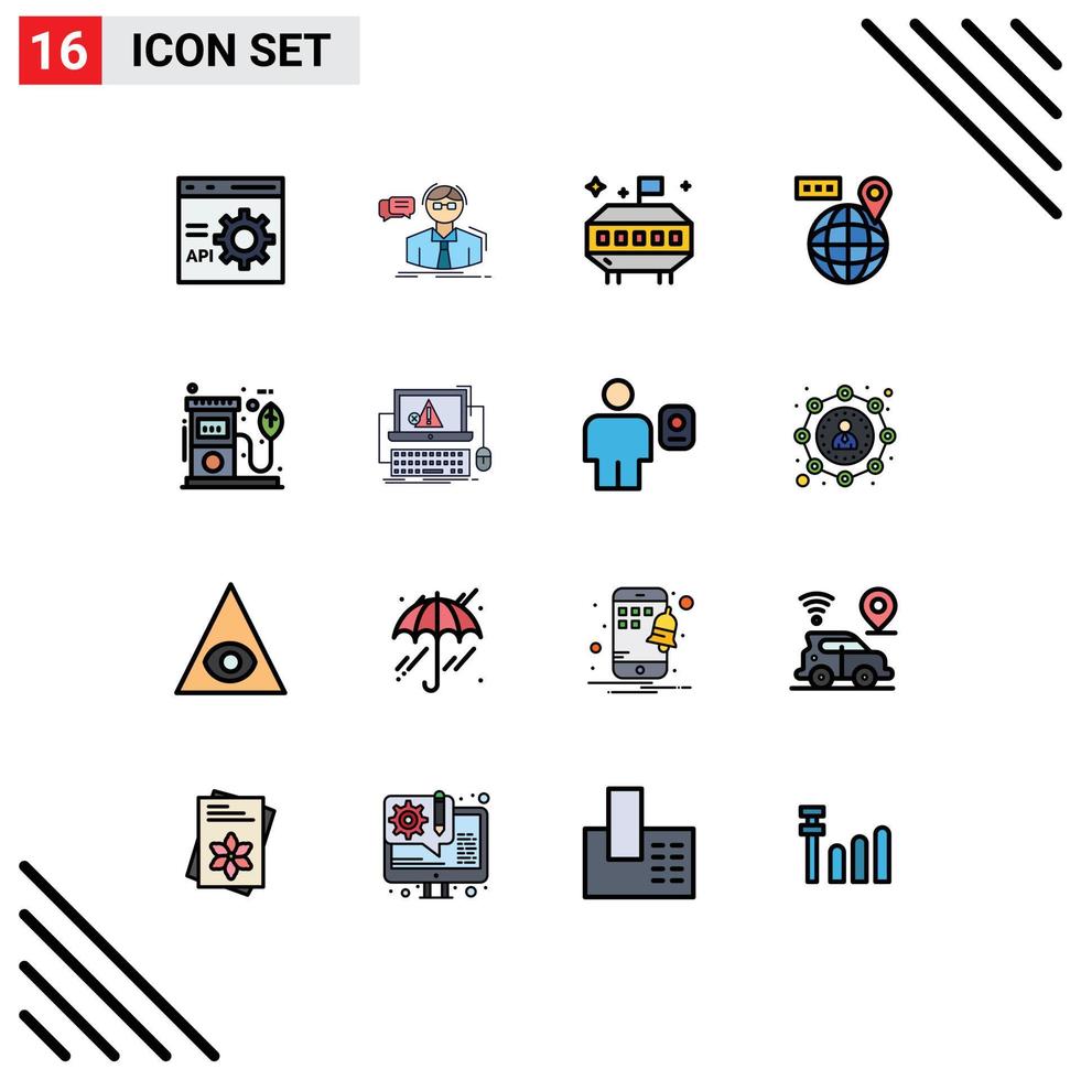 16 Creative Icons Modern Signs and Symbols of eco navigation teacher map ufo Editable Creative Vector Design Elements