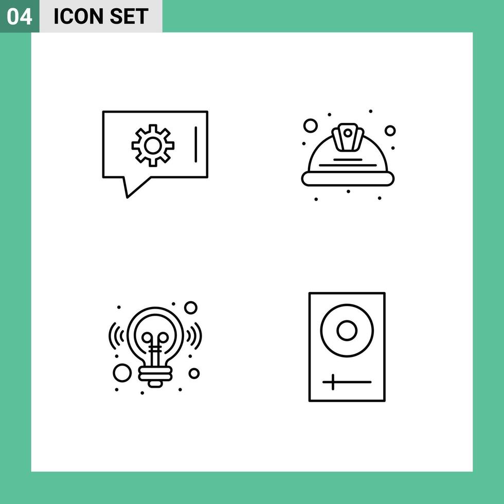 Set of 4 Modern UI Icons Symbols Signs for chat preferences business day labour solution Editable Vector Design Elements