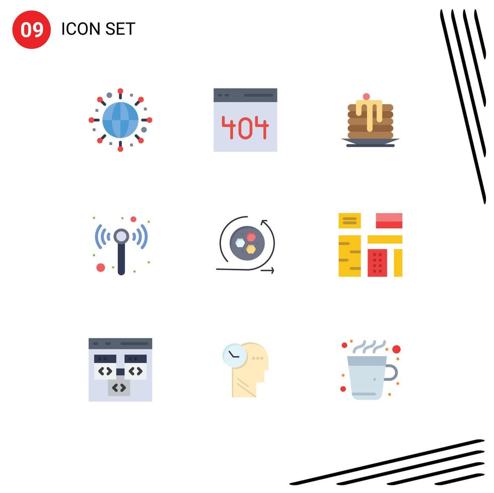 Pack of 9 creative Flat Colors of scince api wedding modeling wifi Editable Vector Design Elements