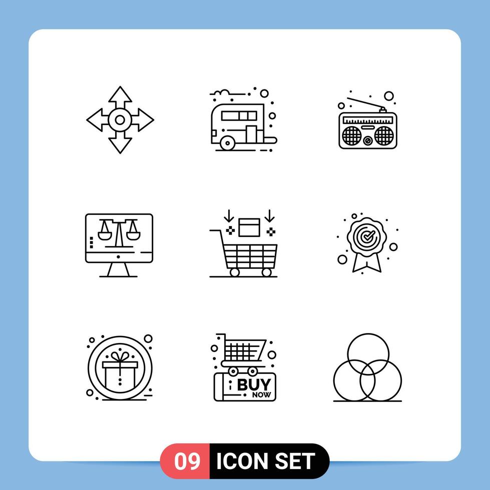 Group of 9 Outlines Signs and Symbols for robot ai communication screen computer Editable Vector Design Elements