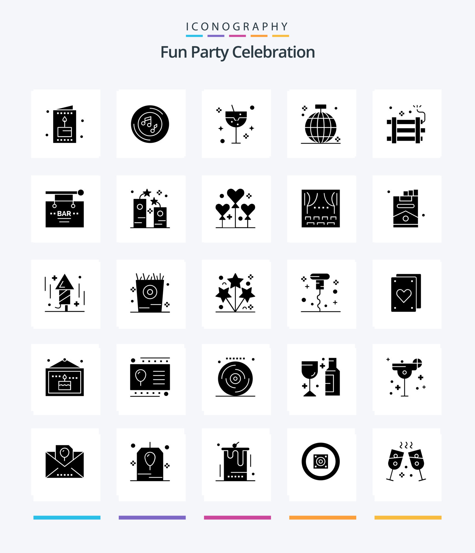 Creative Party 25 Glyph Solid Black Icon Pack Such As Party Club Song creative-party-25-glyph-solid-black-icon-pack-such-as-party-club-song