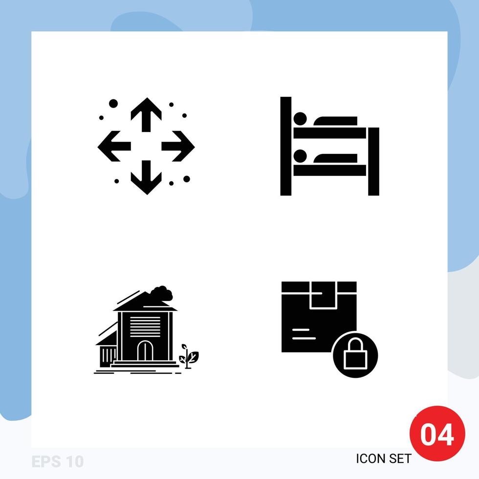 Universal Solid Glyph Signs Symbols of enlarge building bed home box Editable Vector Design Elements