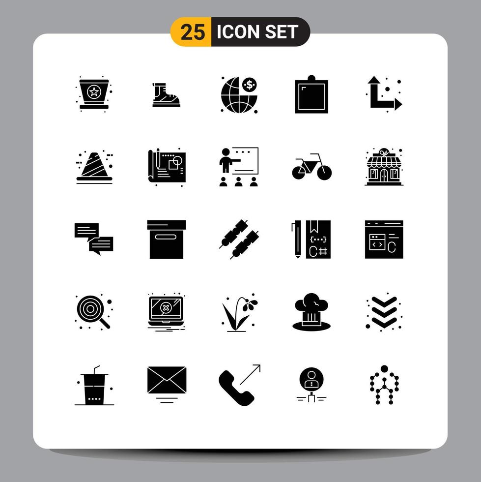 Editable Vector Line Pack of 25 Simple Solid Glyphs of arrow interior boot furniture dollar Editable Vector Design Elements