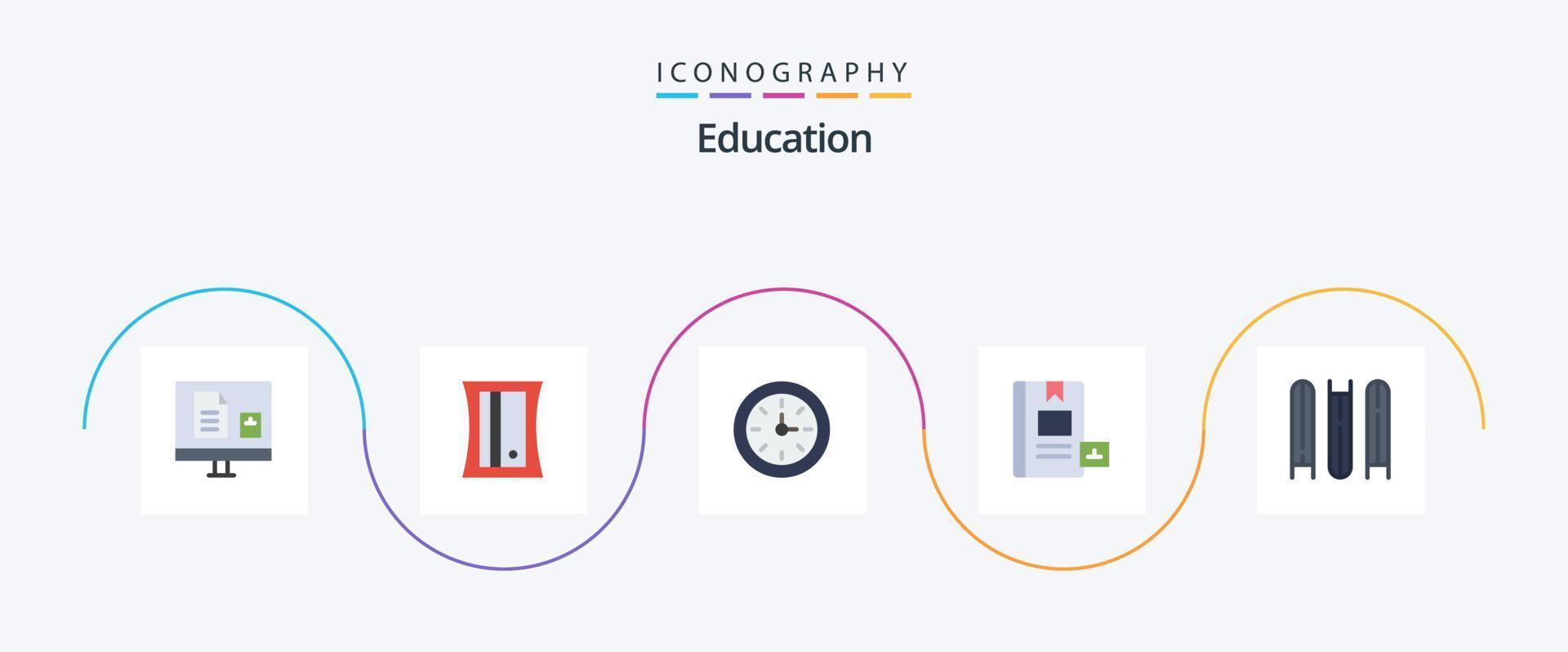 educación plano 5 5 icono paquete incluso aprendiendo. educación. mi. vector