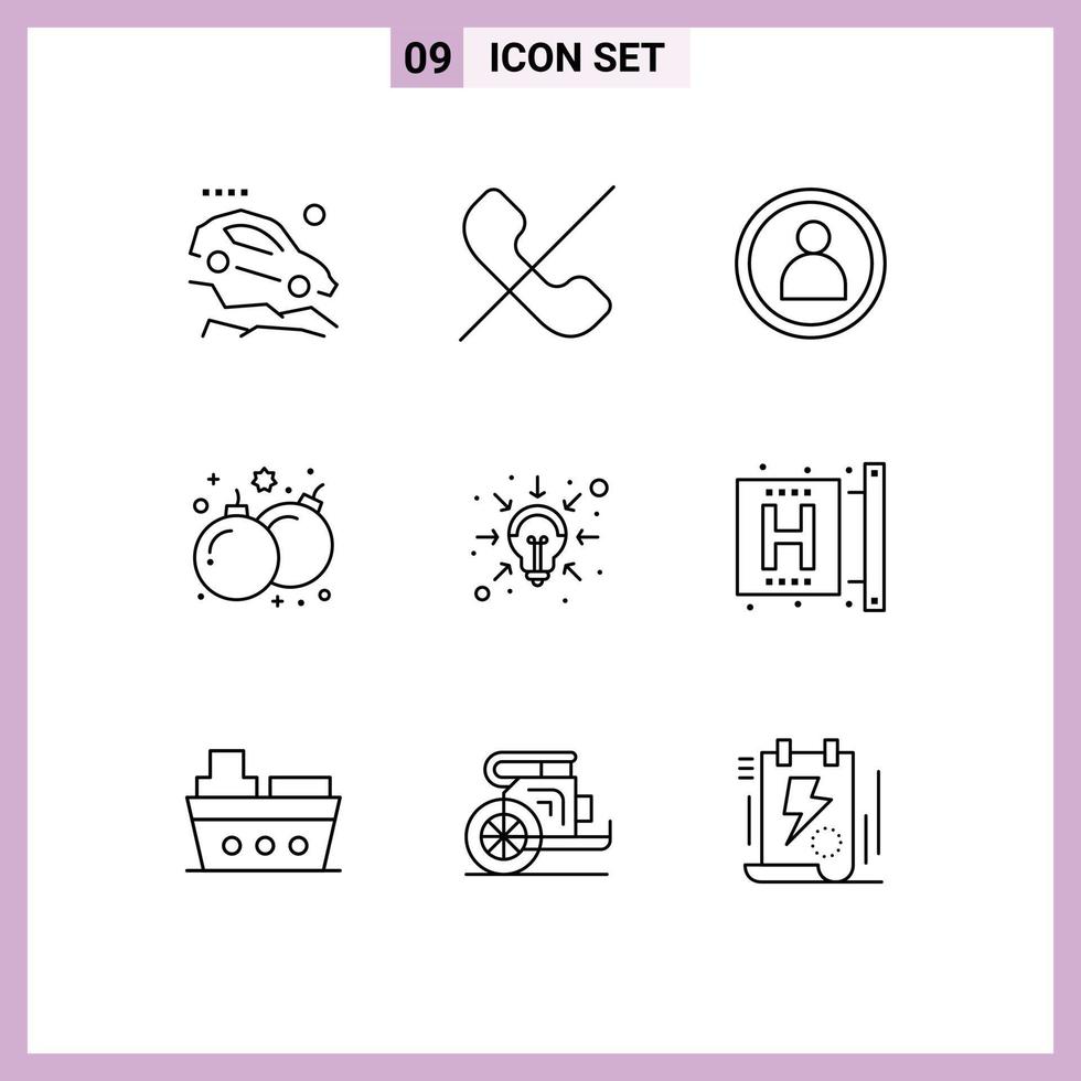 Stock Vector Icon Pack of 9 Line Signs and Symbols for intelligence business disc play fun Editable Vector Design Elements