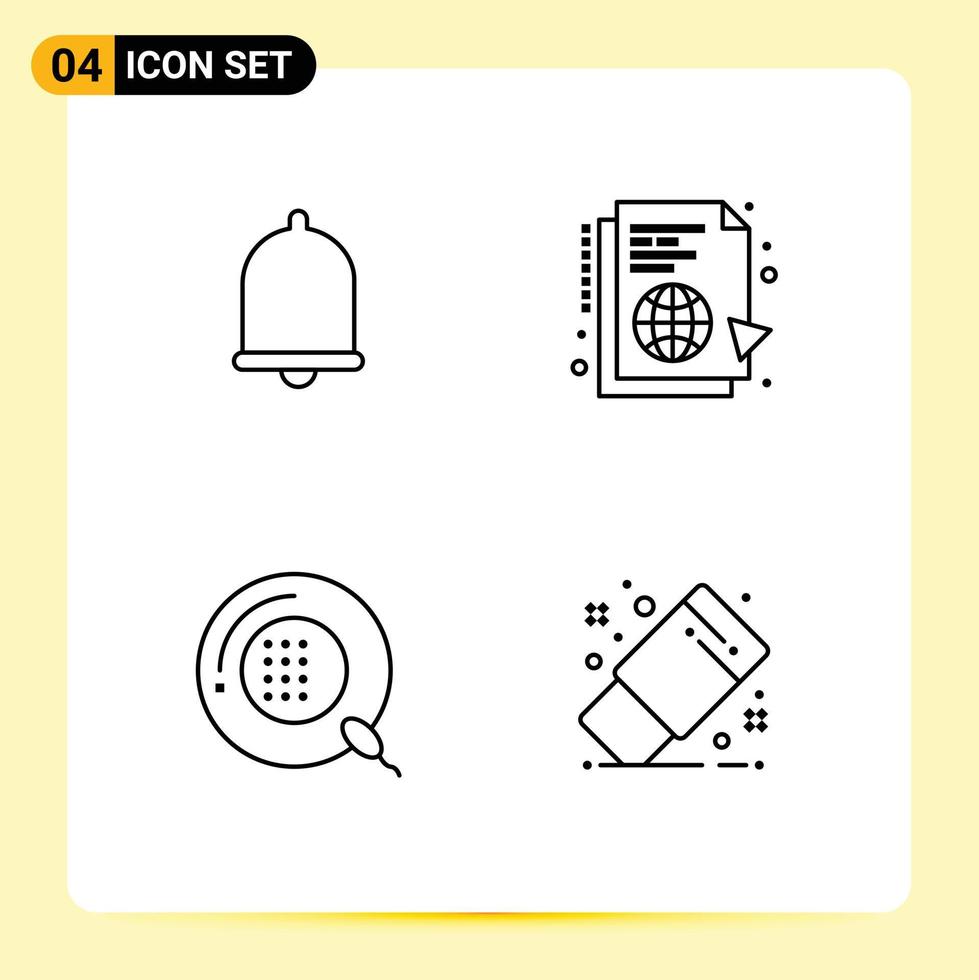 Set of 4 Modern UI Icons Symbols Signs for alert disease sound globe form Editable Vector Design Elements