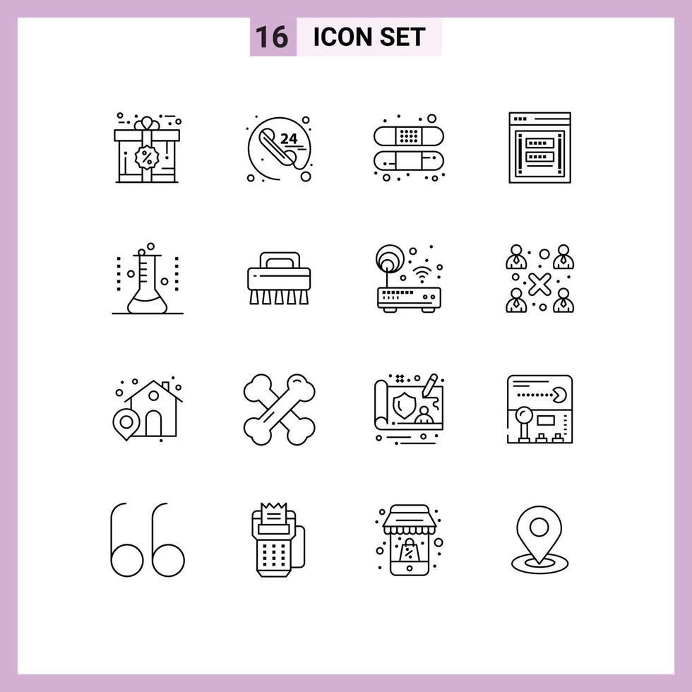 Set of 16 Commercial Outlines pack for chemical flask password aid login fraudulent Editable Vector Design Elements