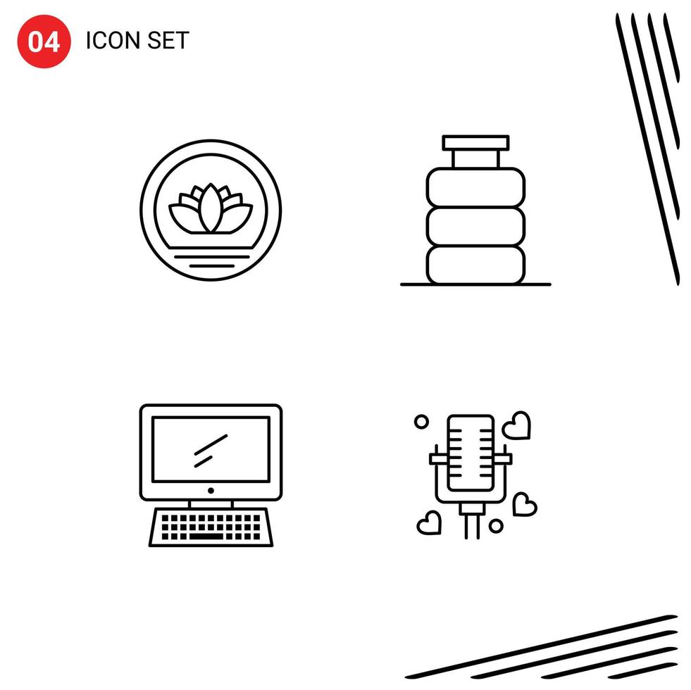 Modern Set of 4 Filledline Flat Colors and symbols such as bangladesh computer coins dinner device Editable Vector Design Elements