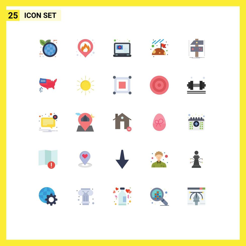 User Interface Pack of 25 Basic Flat Colors of game develop question craft space Editable Vector Design Elements