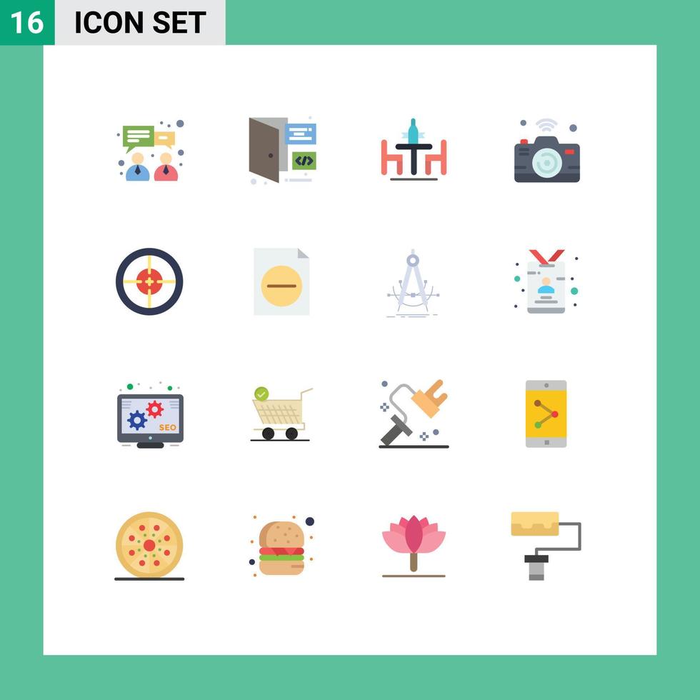 Set of 16 Modern UI Icons Symbols Signs for army internet of things conference internet camera Editable Pack of Creative Vector Design Elements