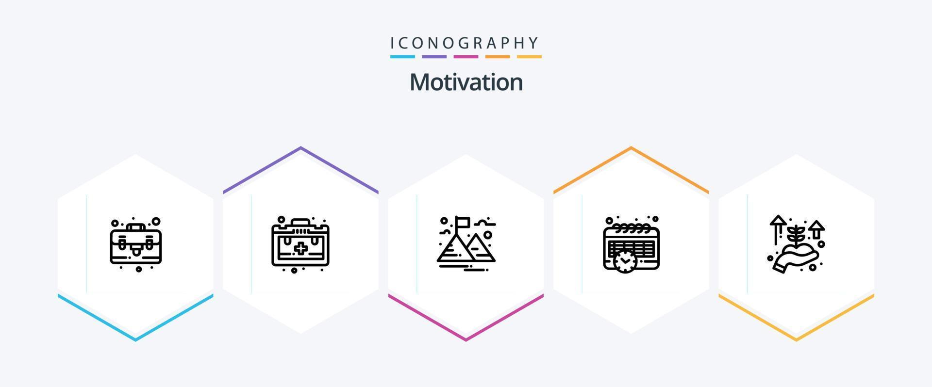 Motivation 25 Line icon pack including . . mountain. hand. business startup vector