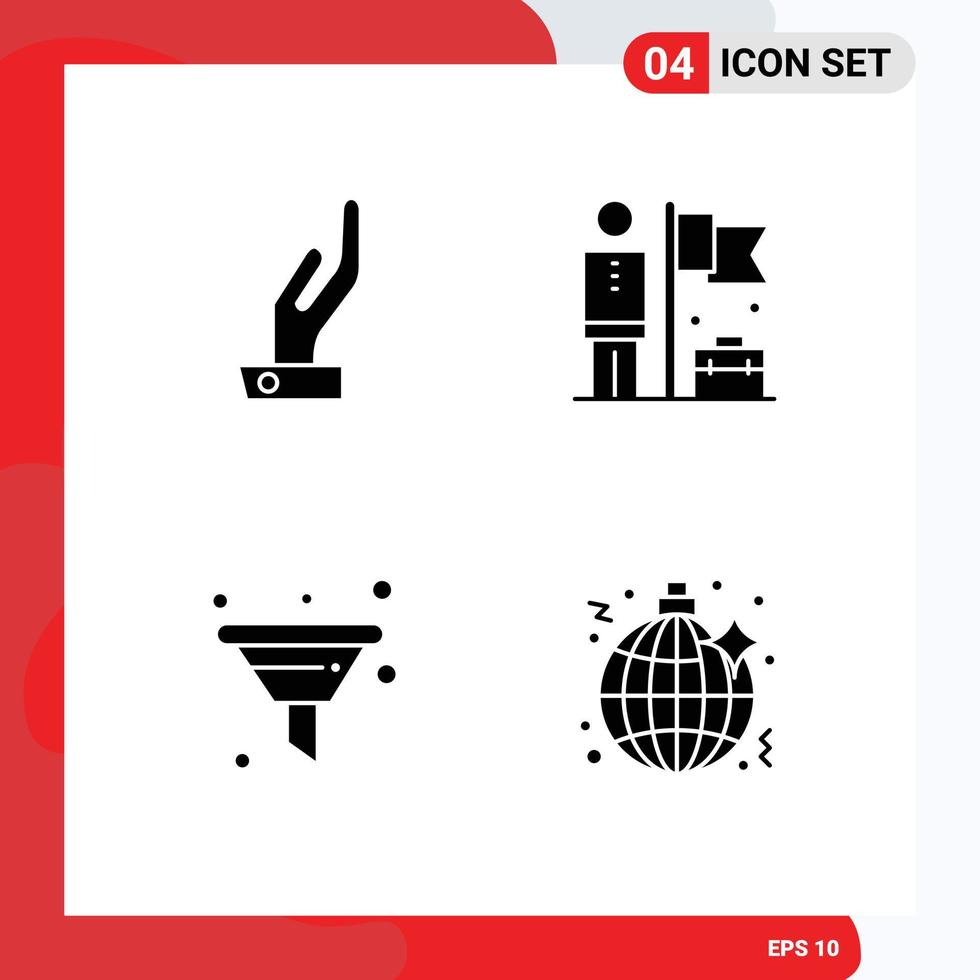 Set of 4 Modern UI Icons Symbols Signs for alms sort accomplished flag disco Editable Vector Design Elements