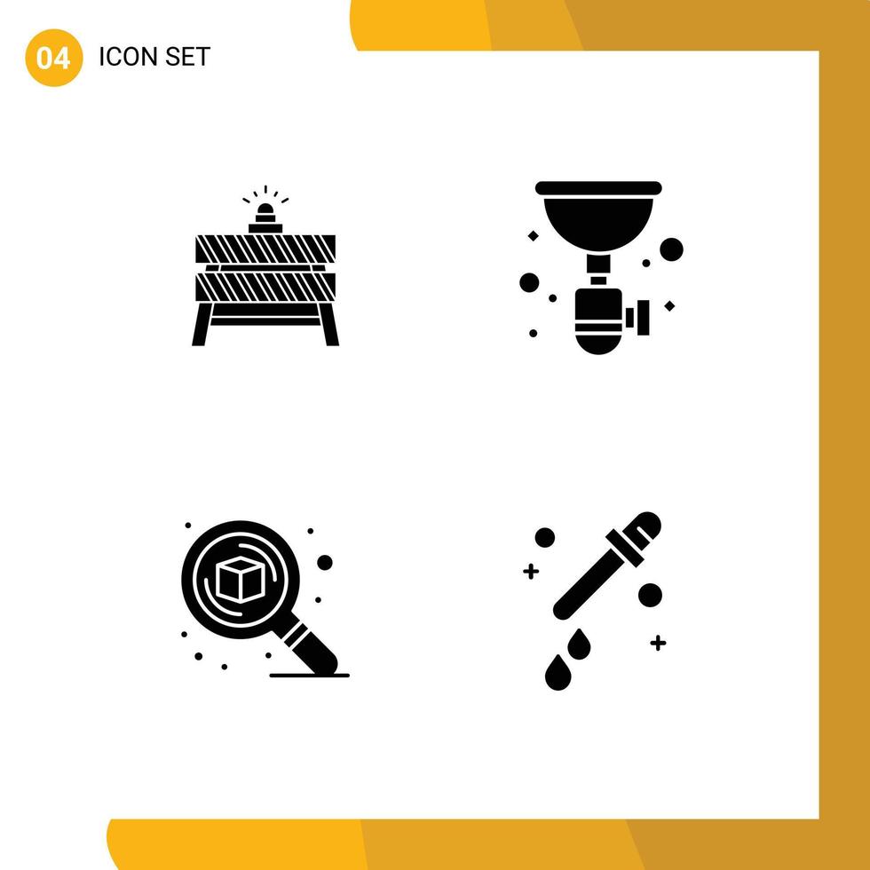 User Interface Pack of 4 Basic Solid Glyphs of barrier siphon closed plumber detail Editable Vector Design Elements