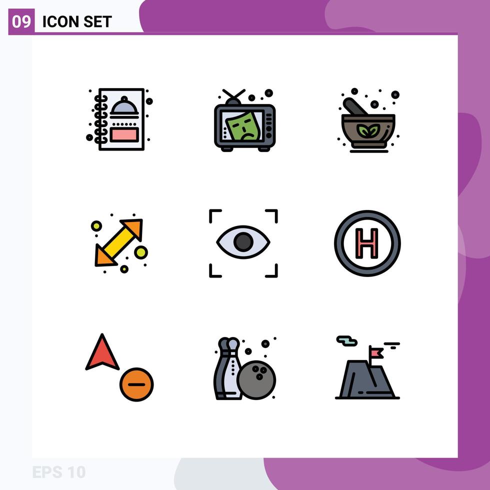 9 Universal Filledline Flat Colors Set for Web and Mobile Applications up down go paint arrow pharmacy Editable Vector Design Elements