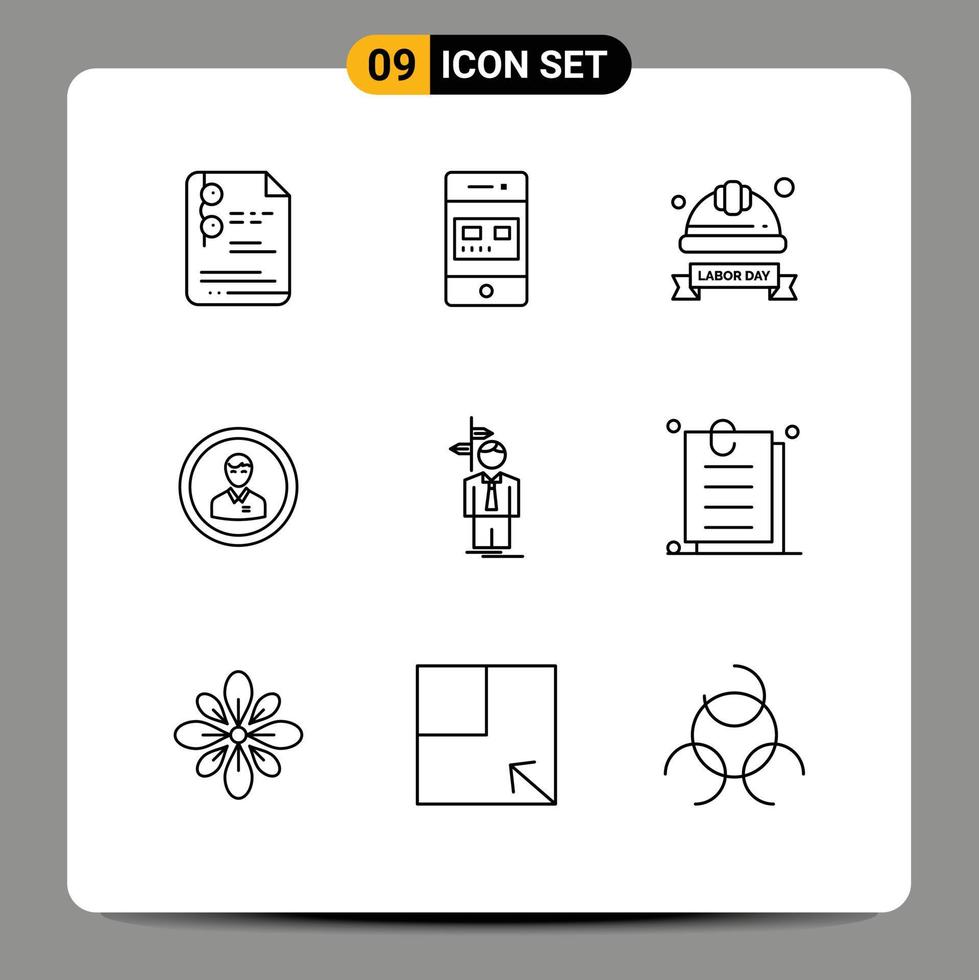 Modern Set of 9 Outlines and symbols such as man business store avatar helmet Editable Vector Design Elements