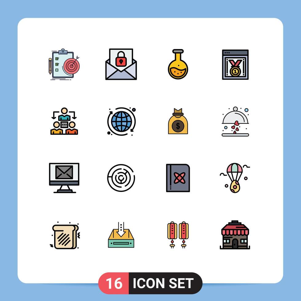 16 Thematic Vector Flat Color Filled Lines and Editable Symbols of website progress web performance lock best website test Editable Creative Vector Design Elements