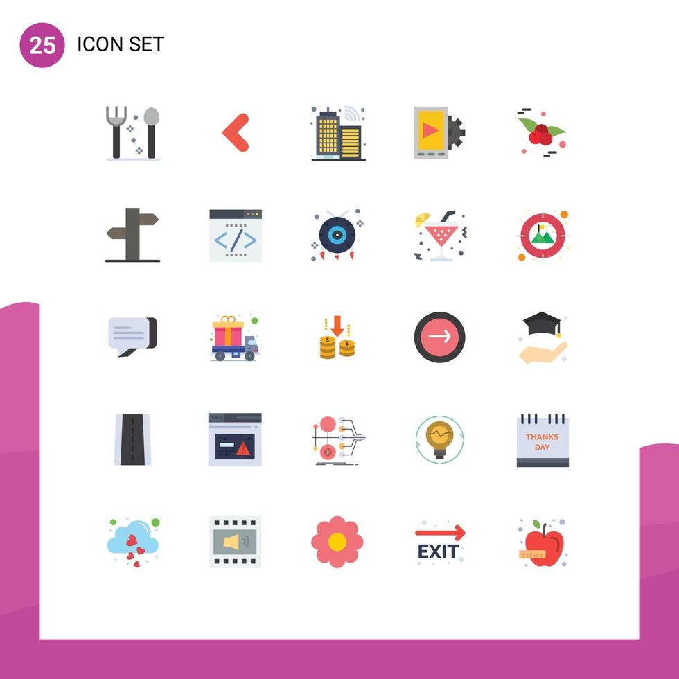25 User Interface Flat Color Pack of modern Signs and Symbols of arrows fruit infrastructure food setting Editable Vector Design Elements