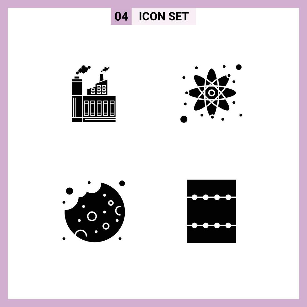 Stock Vector Icon Pack of 4 Line Signs and Symbols for industry cookie factory react layout Editable Vector Design Elements