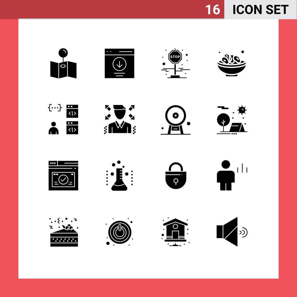Universal Icon Symbols Group of 16 Modern Solid Glyphs of coding app journey ramadan islam Editable Vector Design Elements
