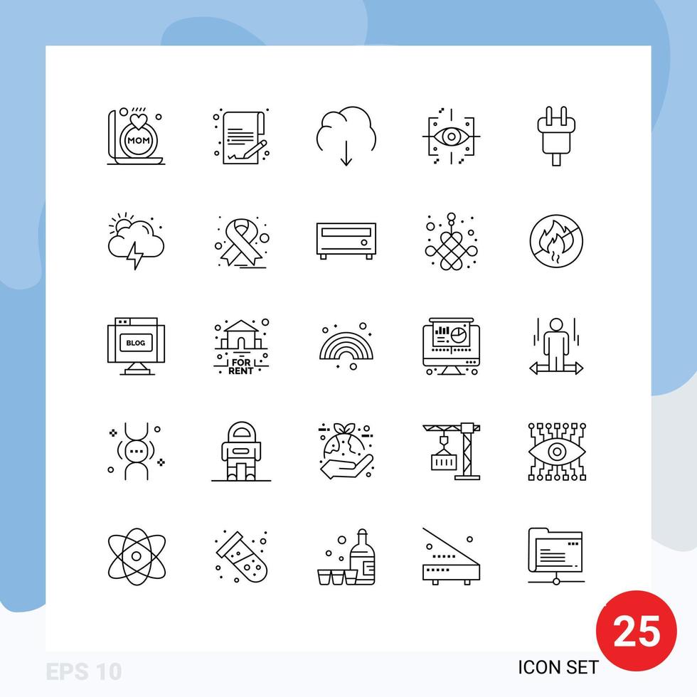 Group of 25 Lines Signs and Symbols for connector gen data future advanced Editable Vector Design Elements