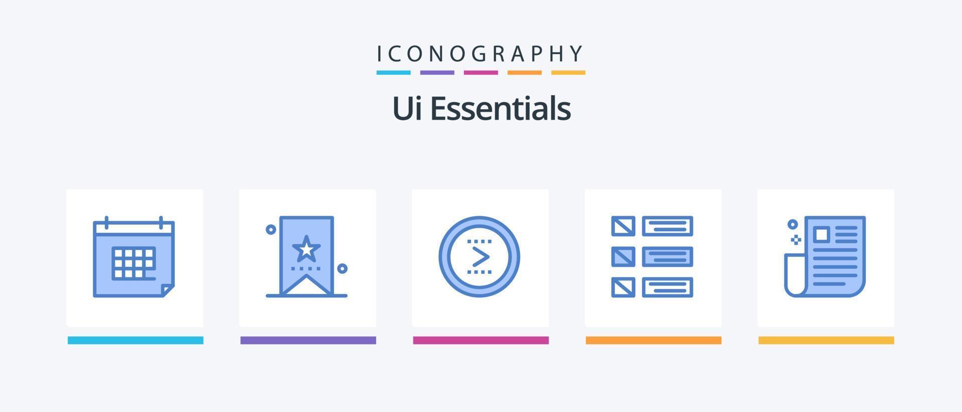 Ui Essentials Blue 5 Icon Pack Including list. design. tag. right. interface. Creative Icons Design vector