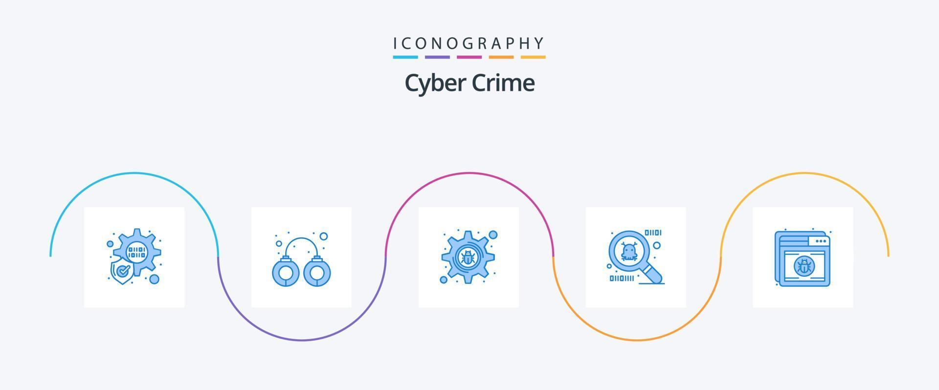Cyber Crime Blue 5 Icon Pack Including . web. setting bug. shield. antivirus vector