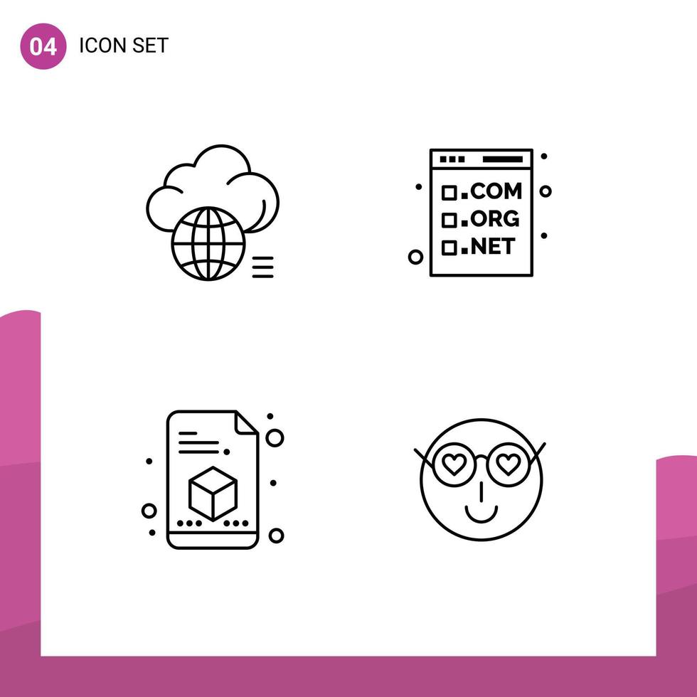 4 4 universal línea de relleno plano colores conjunto para web y móvil aplicaciones nube programación almacenamiento código impresión editable vector diseño elementos