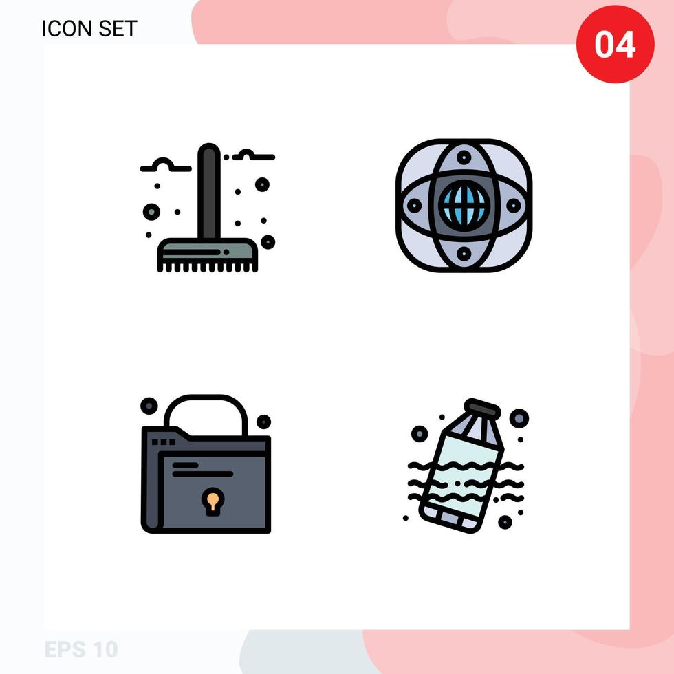 Set of 4 Modern UI Icons Symbols Signs for autumn globe garden connection file Editable Vector Design Elements