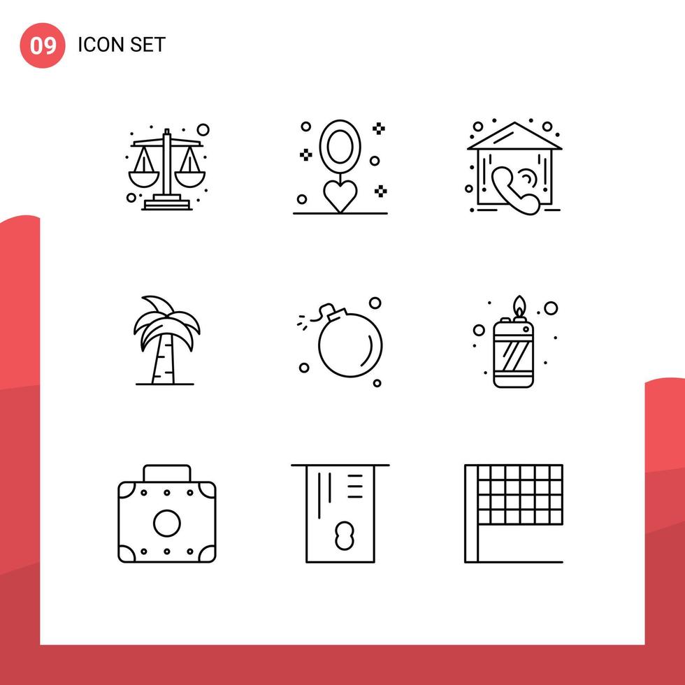9 Universal Outlines Set for Web and Mobile Applications srilanka indian call india culture Editable Vector Design Elements