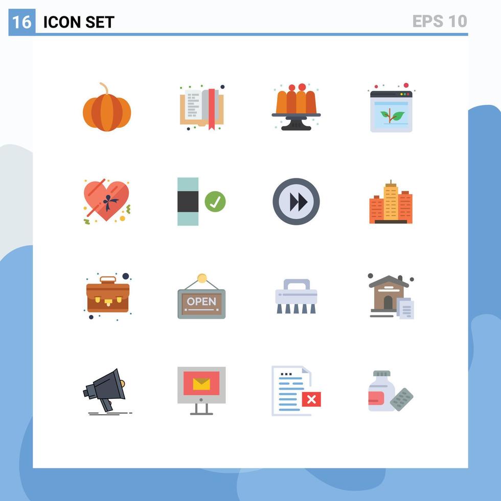 16 Universal Flat Colors Set for Web and Mobile Applications check present cake chocolate growth Editable Pack of Creative Vector Design Elements