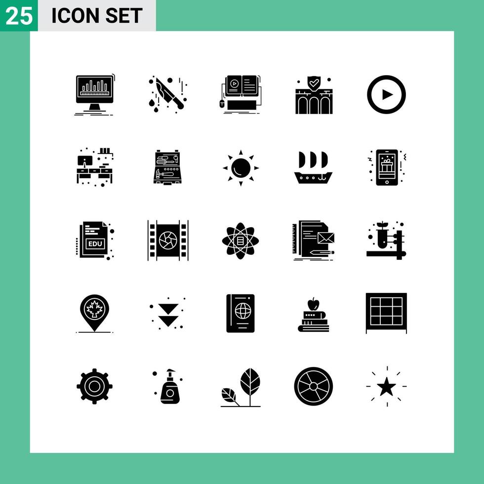 Set of 25 Modern UI Icons Symbols Signs for property construction book business video Editable Vector Design Elements