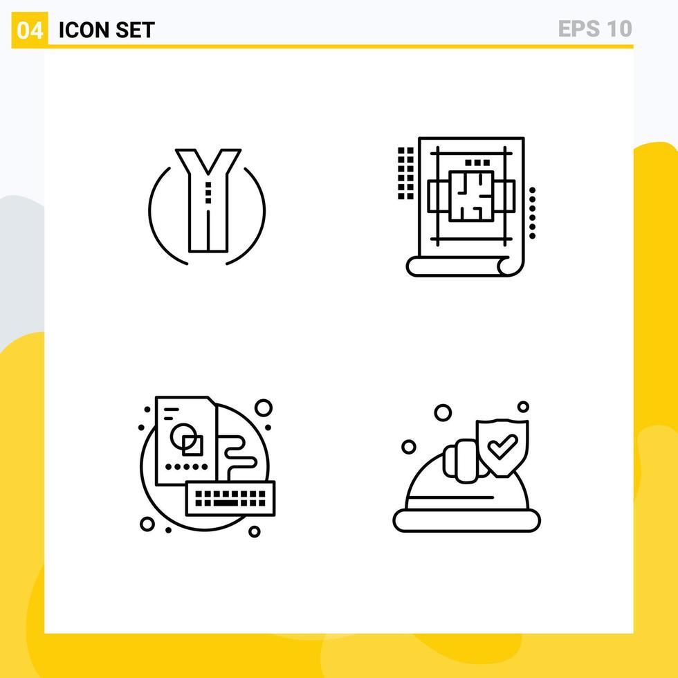 Editable Vector Line Pack of 4 Simple Filledline Flat Colors of road key location plan creative Editable Vector Design Elements