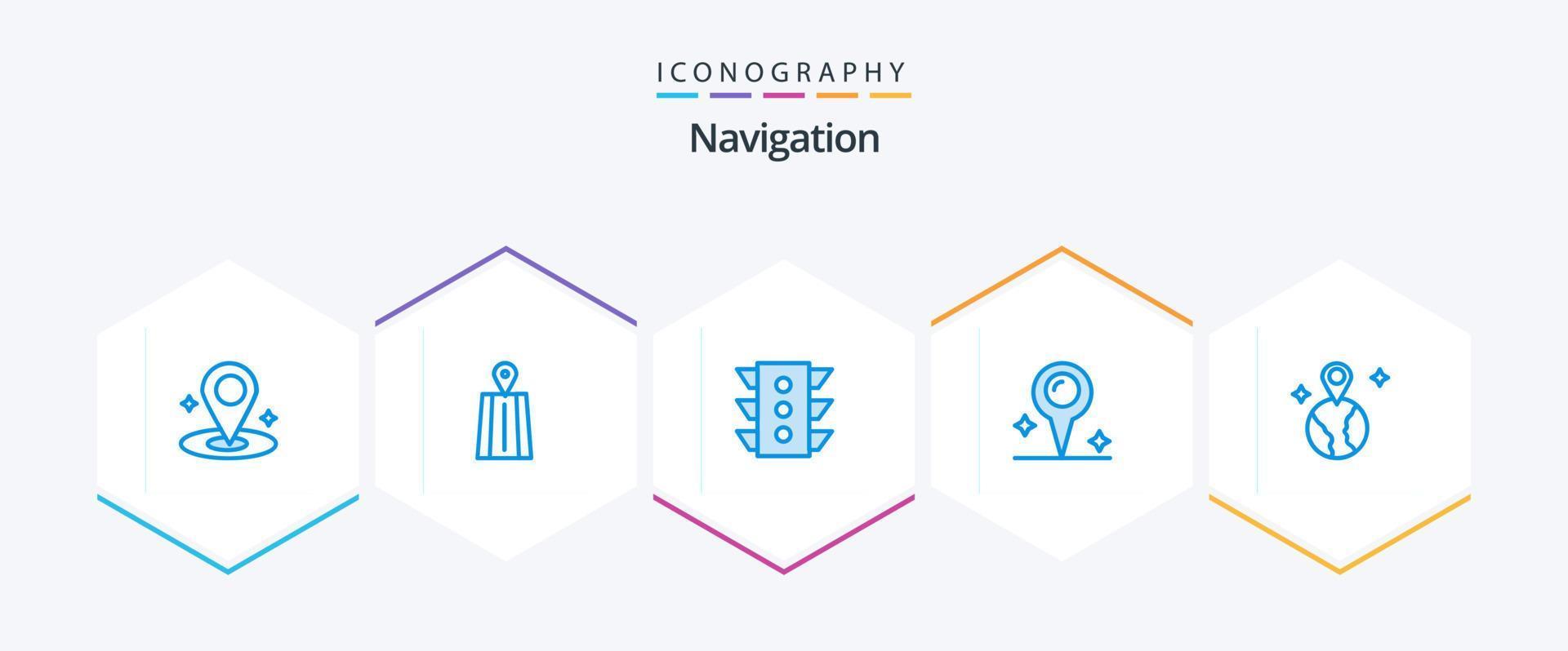 Navigation 25 Blue icon pack including . map. signal. world. location vector